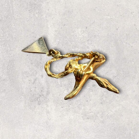 Free Mason Lapel Pin Cross Genie Lamp Rhinestone Shriner Lodge Goldtone Vintage - Picture 3 of 6